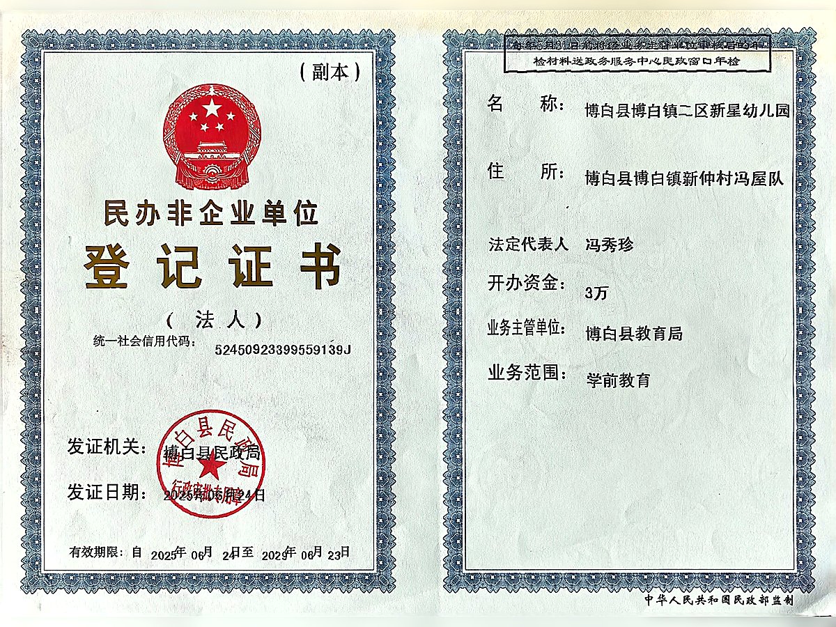 民办非企业单位登记证书（副本）
